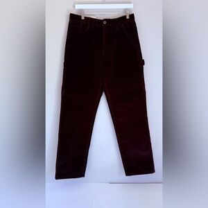 WALLACE & BARNES JCREW MENS BURGUNDY CORDUROY CARPENTER PANTS 30x32